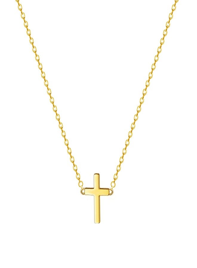 Zeffy Tiny Cross Necklace for Women, Dainty 18K Gold Plated Small Cross Pendant Choke Necklace Faith Cute Trendy Jewelry Gift - Image 1
